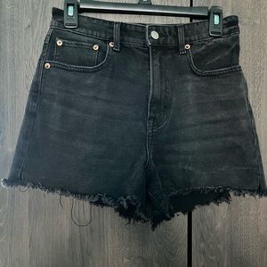 Black denim shorts
